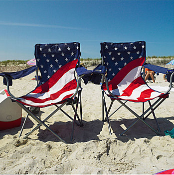沙滩椅,美国国旗