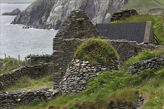 遗址,石头,建筑,爱尔兰