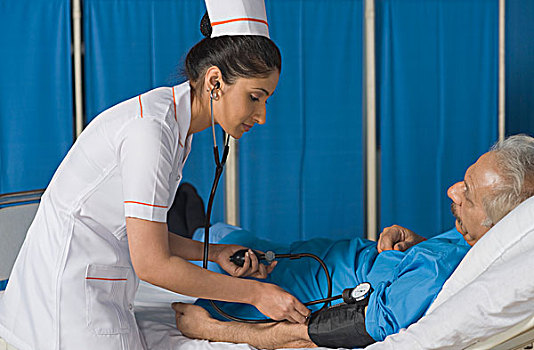 女护士,检查,血压,印度
