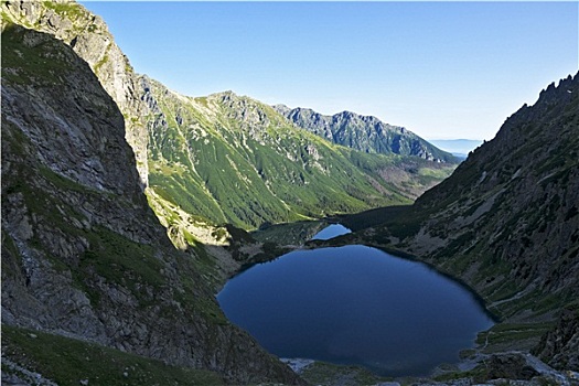 顶峰,波兰,山,湖