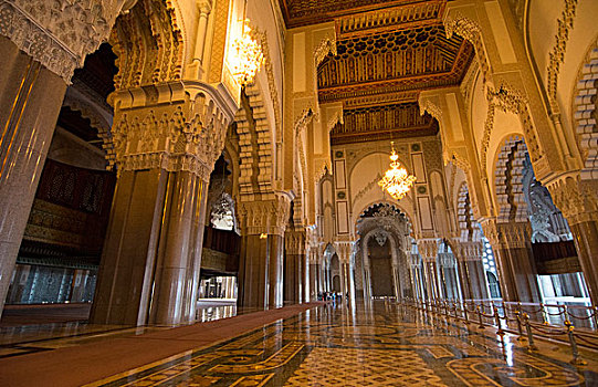 卡萨布兰卡,摩洛哥,室内,著名,哈桑二世清真寺,清真寺,世界,祈祷,房间,建筑