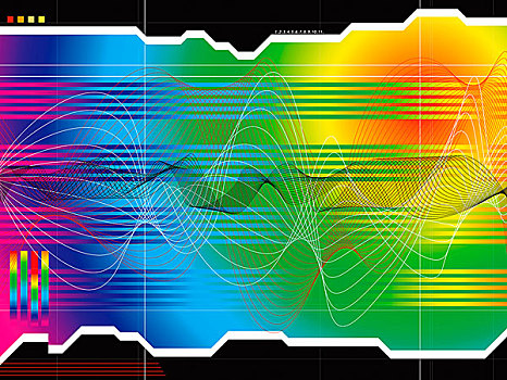 彩虹,数据,图表,波状,线条,信息