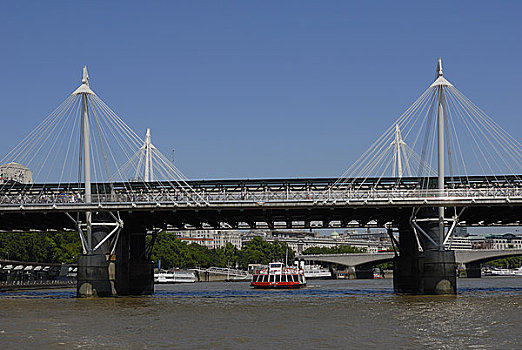 英格兰,伦敦,泰晤士河,旅行,桥,穿过