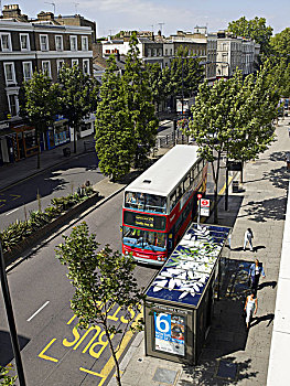街景,伦敦,巴士,候车亭,公交车站,标记