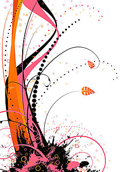 飘动,花卉图案,对比,粉色,橙色,彩色