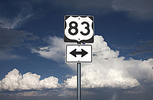 公路,标识,蓝天,白色,蓬松,云,德克萨斯,美国