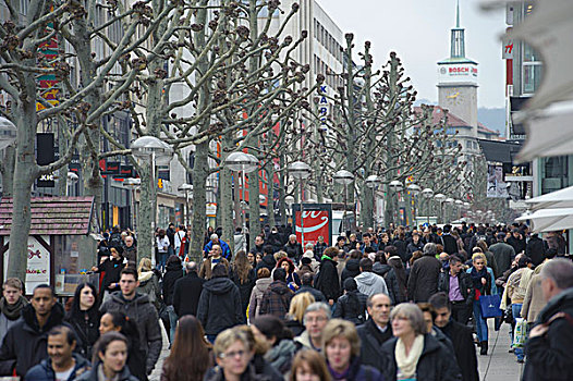 人群,街道,工作,白天,圣诞节,斯图加特,巴登符腾堡,德国,欧洲