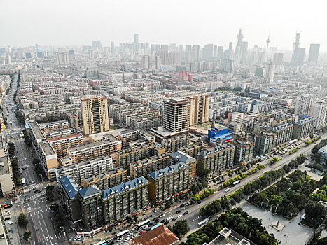 航拍辽宁省沈阳市沈河区大南街朝阳街南顺城路附近街景与城市风光