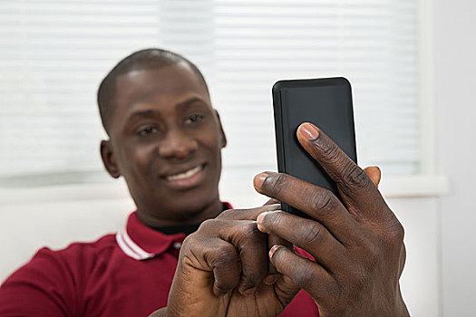 年轻,非洲男人,手机