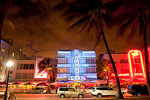 光亮,艺术装饰,酒店,著名,海滨大道,南海滩,迈阿密海滩,佛罗里达,美国