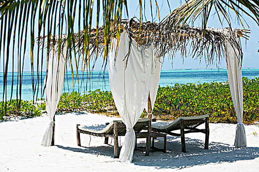 海滩伞,热带沙滩