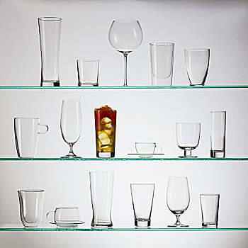 一个,玻璃杯,泡泡,茶,收集,空,杯子