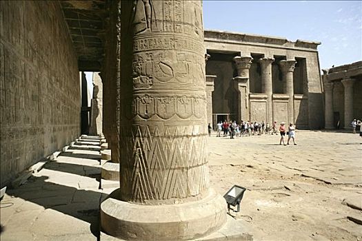 游客,寺庙,伊迪芙,猎鹰,神,霍鲁斯,埃及,非洲