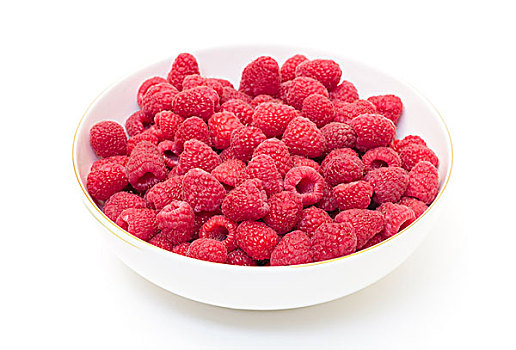 成熟,浆果,红色树莓,碗
