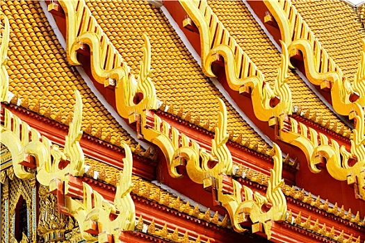 传统,庙宇,屋顶,倾斜,泰国