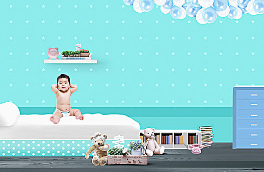 嬰兒,床,房間,玩具