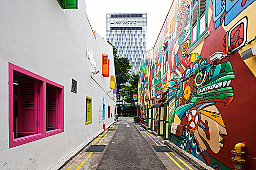 东南亚,新加坡,阿拉伯街景,壁画