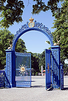 蓝色,大门,入口,国家,公园,尤尔格丹,岛屿,斯德哥尔摩,瑞典,欧洲