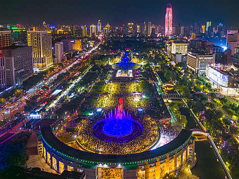 济南泉城广场国庆节夜景