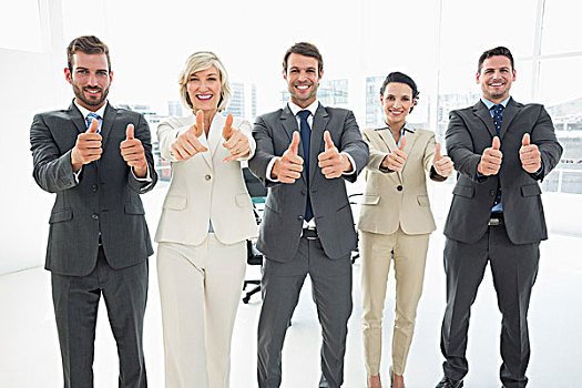 自信,企业团队,手势,竖大拇指