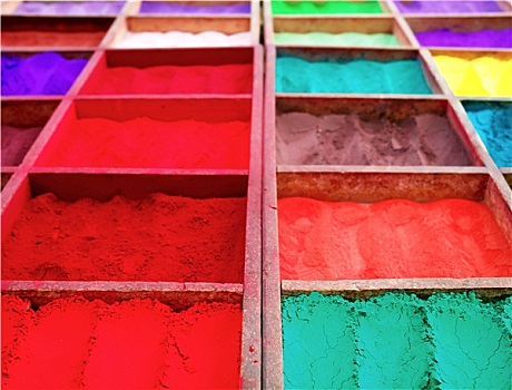 鲜明,彩色,粉末,印度教,宗教