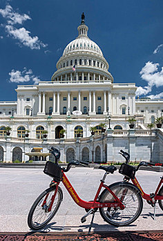 首都,自行车,正面,美国,国会大厦,国会山,华盛顿特区