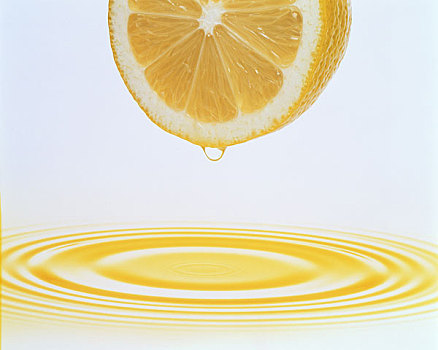 柠檬汁,水滴,波纹