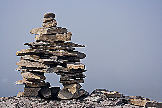 石头,因纽石刻,石台,沙,小湾,维京观景小道,北方,半岛,纽芬兰,拉布拉多犬,加拿大