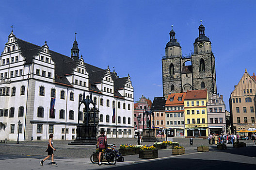 德国,市场,广场,市政厅,城市,教堂