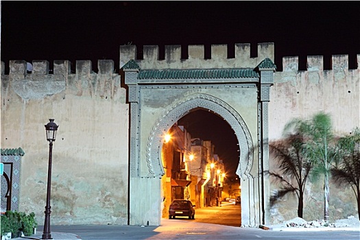 大门,老城,梅克内斯,摩洛哥,北非