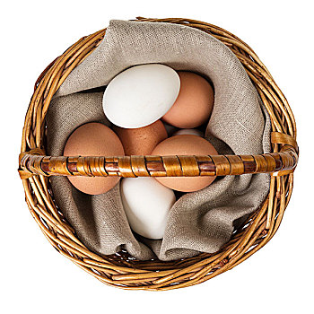 蛋,篮子,隔绝,白色背景