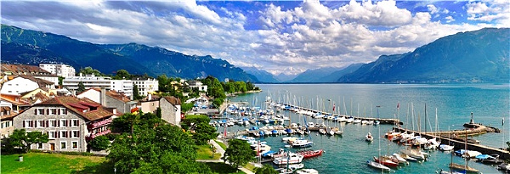 瑞士,湖,全景