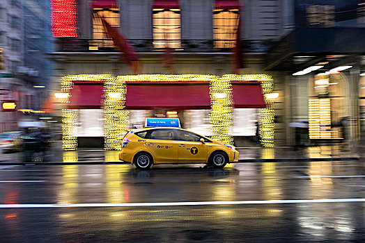 黄色,纽约,出租车,旅行,第五大街,曼哈顿