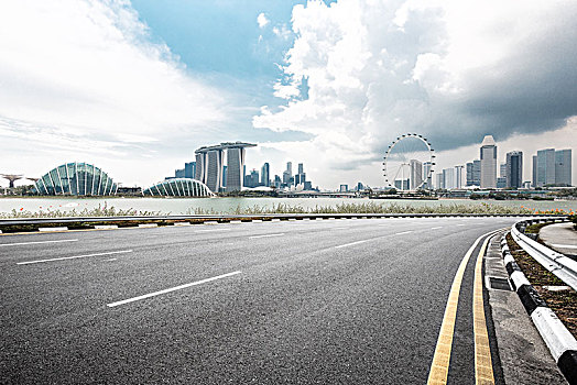 空,沥青,道路,城市,新加坡