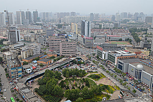 秦皇岛,市中心,大楼,金三角,花园,建筑,风貌,海港区,全景,俯拍