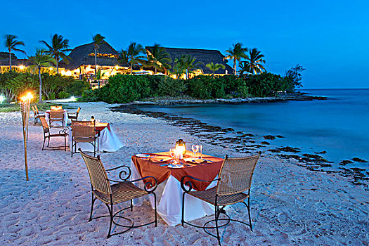 餐桌,海滩,住宿,群岛,莫桑比克