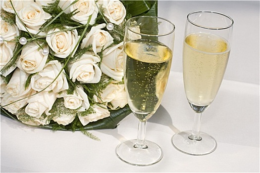 新娘手花,香槟