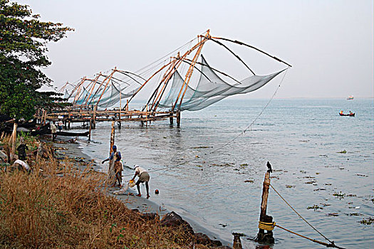 捕鱼,陷阱,喀拉拉,印度,亚洲