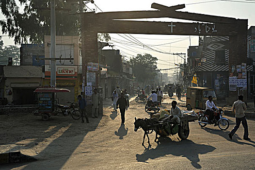 街景,基督教,区域,拉合尔,旁遮普,巴基斯坦,亚洲