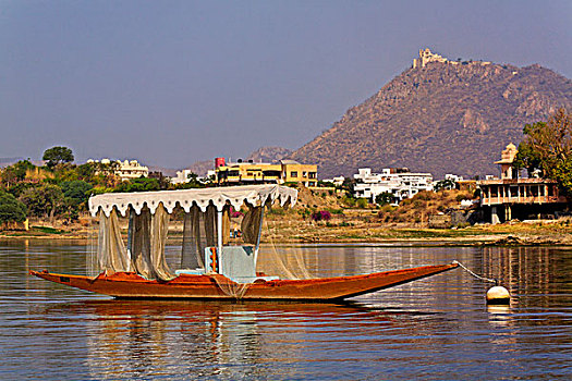 小船,湖,皮丘拉,乌代浦尔,印度
