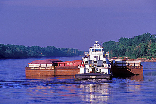 驳船,密苏里,河,靠近,苏人,城市,爱荷华