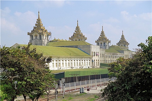 火车站,建筑,仰光,缅甸