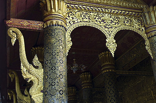 老挝,琅勃拉邦,庙宇,桶,特写,建筑