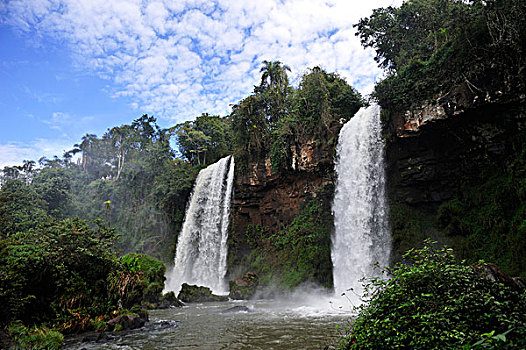 两个,瀑布,伊瓜苏,伊瓜苏瀑布,世界遗产,边界,巴西,阿根廷,风景,南美