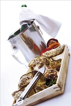 牡蛎,托盘,牡蛎刀