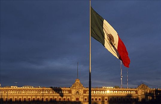 巨大,墨西哥国旗,国会大楼,后面