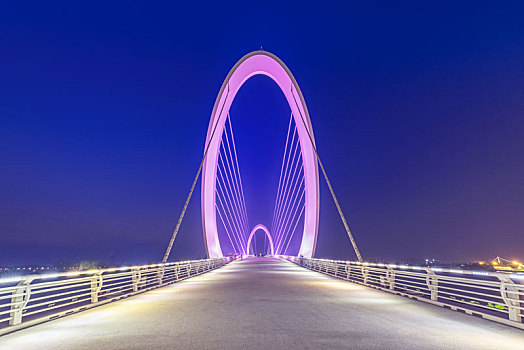 江苏南京,南京,步行桥,建筑,夜景