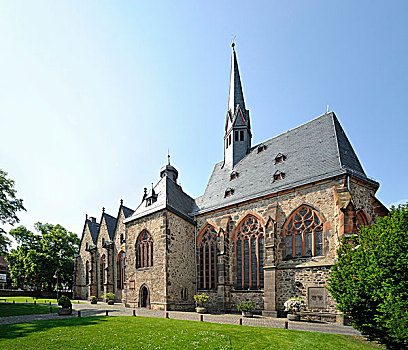 哥特式,教堂,大教堂,布茨巴赫,黑森州,德国,欧洲
