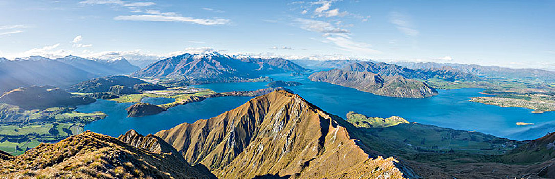 风景,山,湖,顶峰,瓦纳卡湖,南阿尔卑斯山,奥塔哥地区,南部地区,新西兰,大洋洲