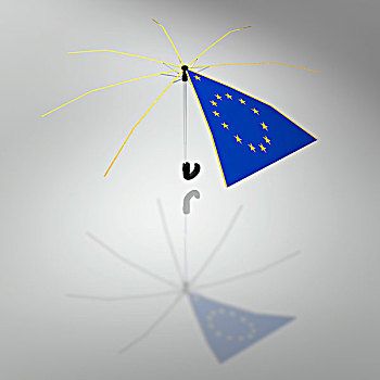 损坏,伞,装饰,欧盟,星,象征,欧元,救助,包装,插画
